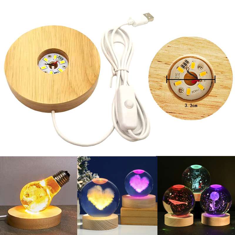 Resin Art Lamp - Reçine Sanat Ekran Yuvarlak Ahşap Renkli
