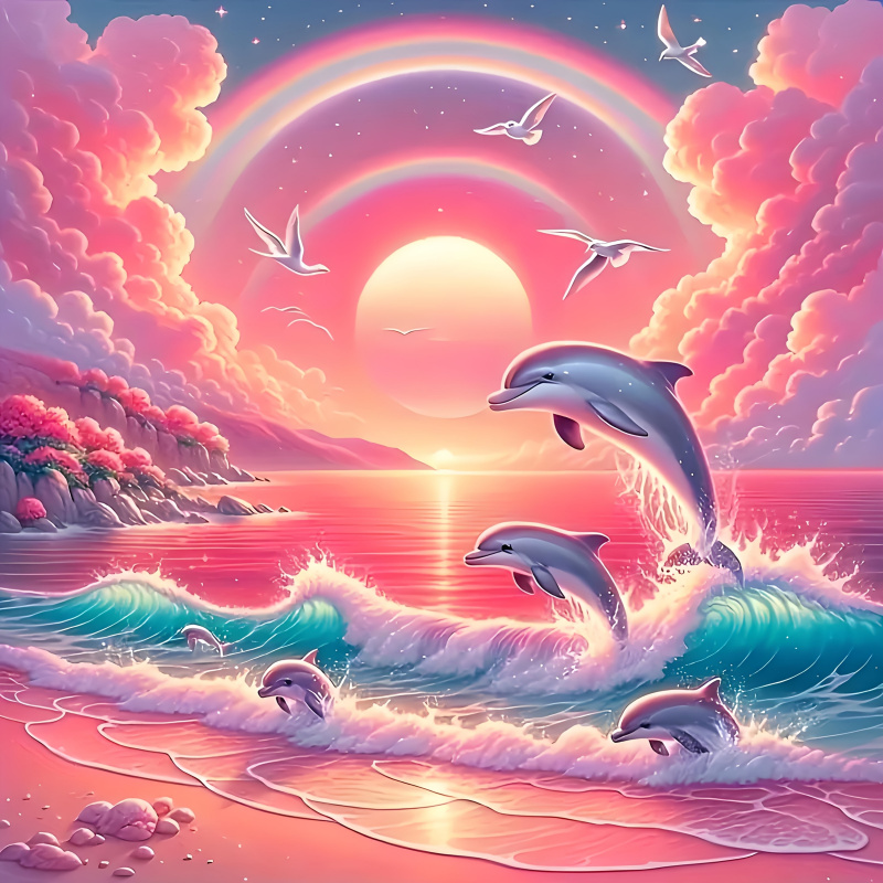 Resin Art Kits - Elmas Boyama Seti, Pembe Gökyüzü ve