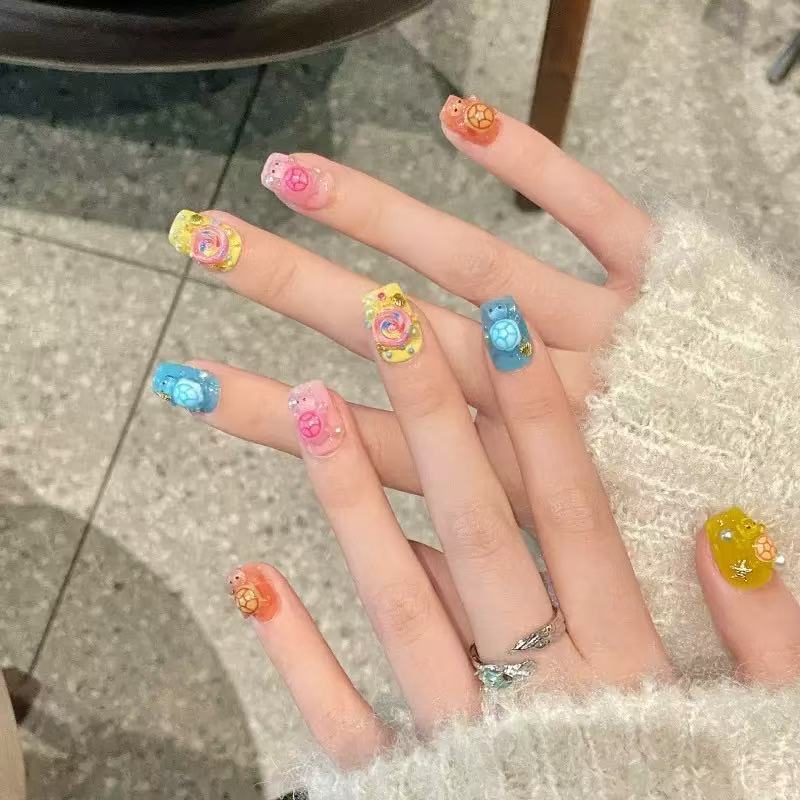 Resin Art Decoration Items - 100 Mini Renkli Kaplumbağa Reçine Süsleri