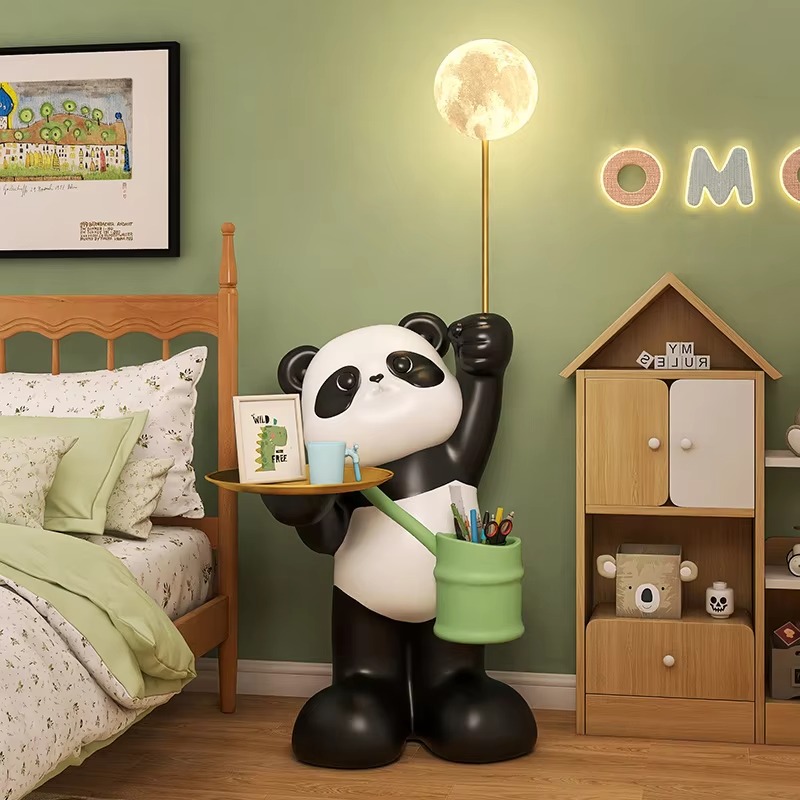 Resin Art Floor Design - Yaratıcı Büyük Reçine Panda Heykeli LED