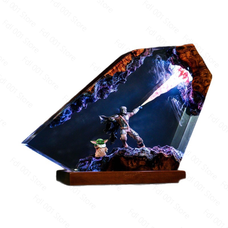 Resin Art Lamp - Reçine sanatı lambası, reçineyle işlenmiş bitmiş